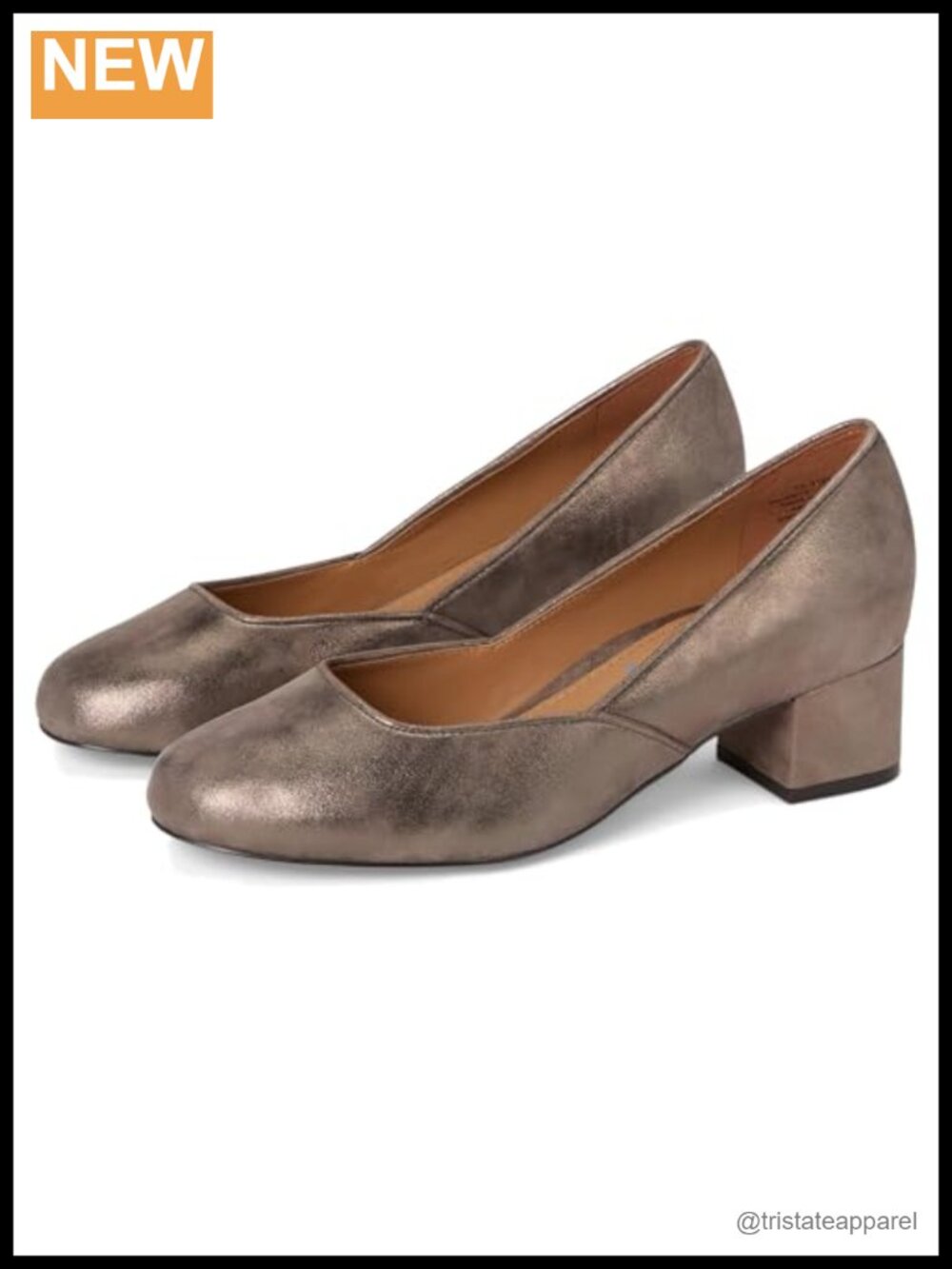 Sienna Pump Italian Metallic Kid Suede Round Toe Slip-On Heel